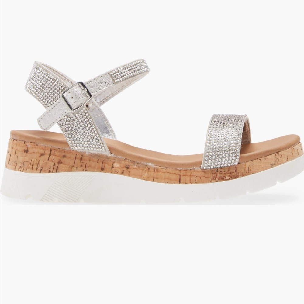 Steve Madden silver Rhinestone Wedge Kids Shoes size 4 - Picture 11 of 11
